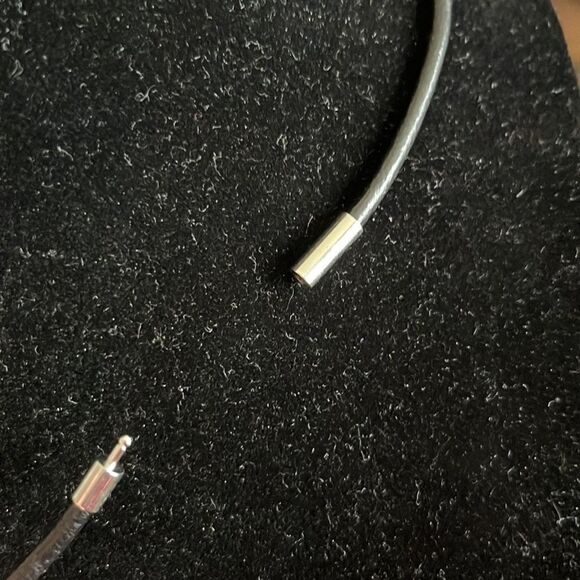 18 in. Black Cord Necklace with 5” Silver Tone Pendant with Beaded… - Picture 9 of 15